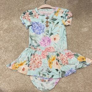 Posh Peanut 18-24 months Mint Floral Peplum Romper with Pastel Blooms